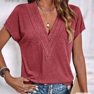 Shein Elegant V-Neck Redwood Women's Top By Emery Rose
